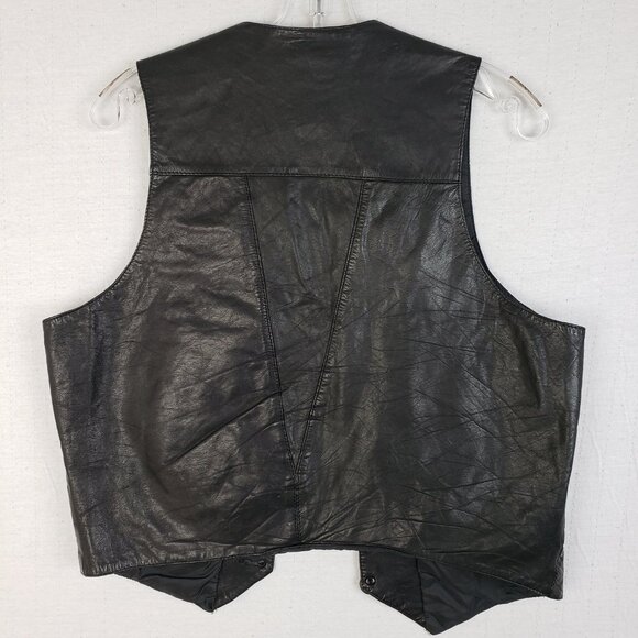 Vintage Anthony Michael Geanuine Leather Vest Black Button Front size M Unisex - Picture 6 of 14